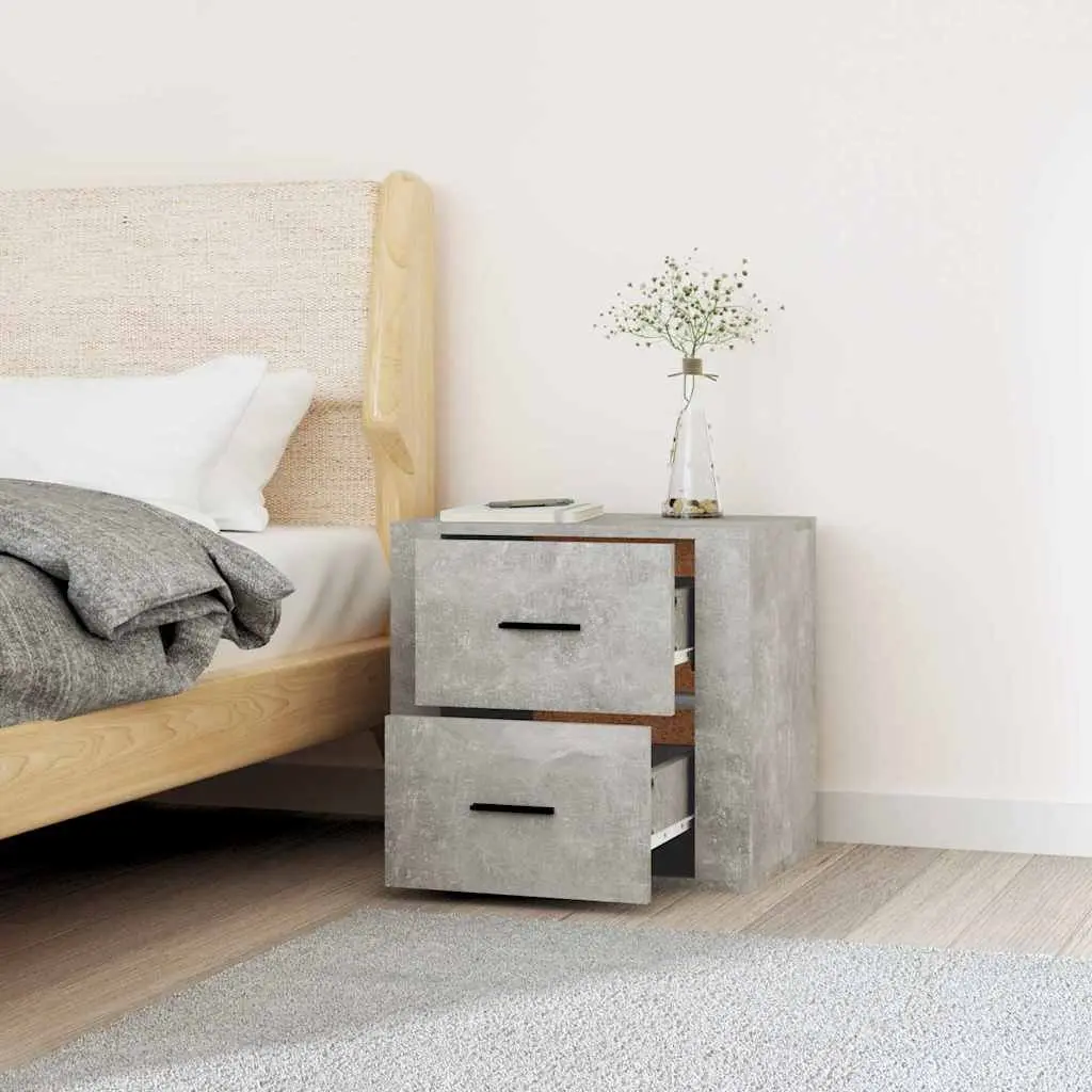 Grey Floating Nightstand Wall-mounted Bedside Cabinet Storage Unit Engineered Wood 50W x 36D x 47H cm