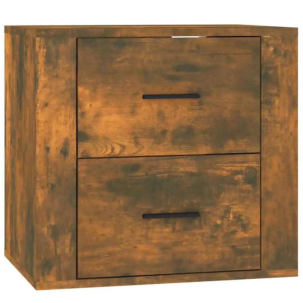Floating Bedside Cabinet Storage Organizer Engineered Wood Brown 50W x 36D x 47H cm