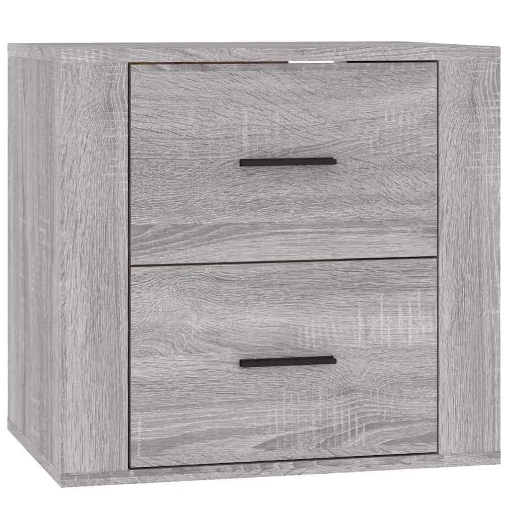Wall-mounted Bedside Cabinet Grey Sonoma Storage Floating Organiser 50x36x47cm