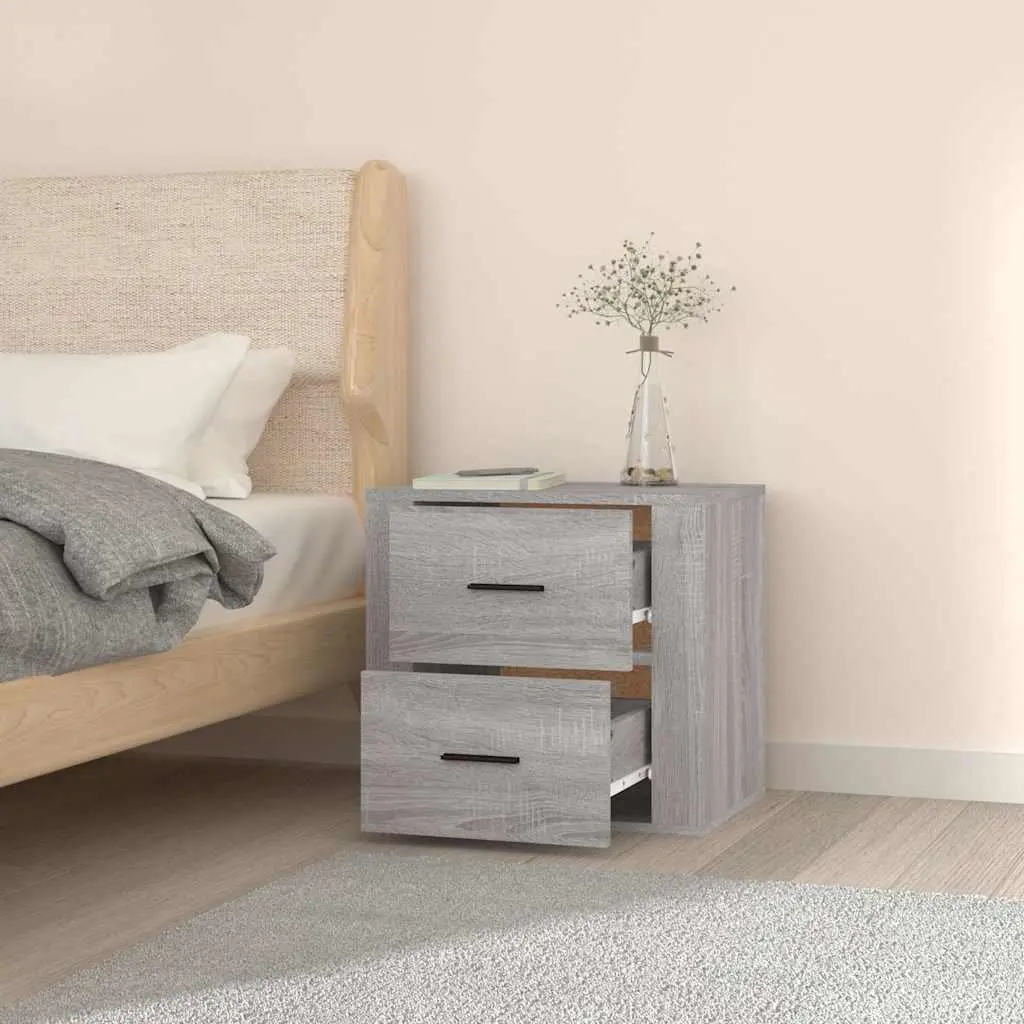 Wall-mounted Bedside Cabinet Grey Sonoma Storage Floating Organiser 50x36x47cm