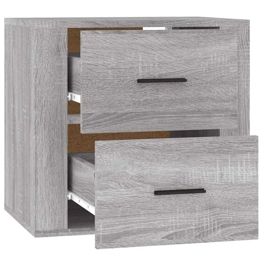 Wall-mounted Bedside Cabinet Grey Sonoma Storage Floating Organiser 50x36x47cm