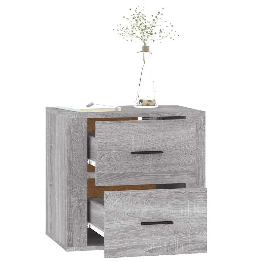 Wall-mounted Bedside Cabinet Grey Sonoma Storage Floating Organiser 50x36x47cm