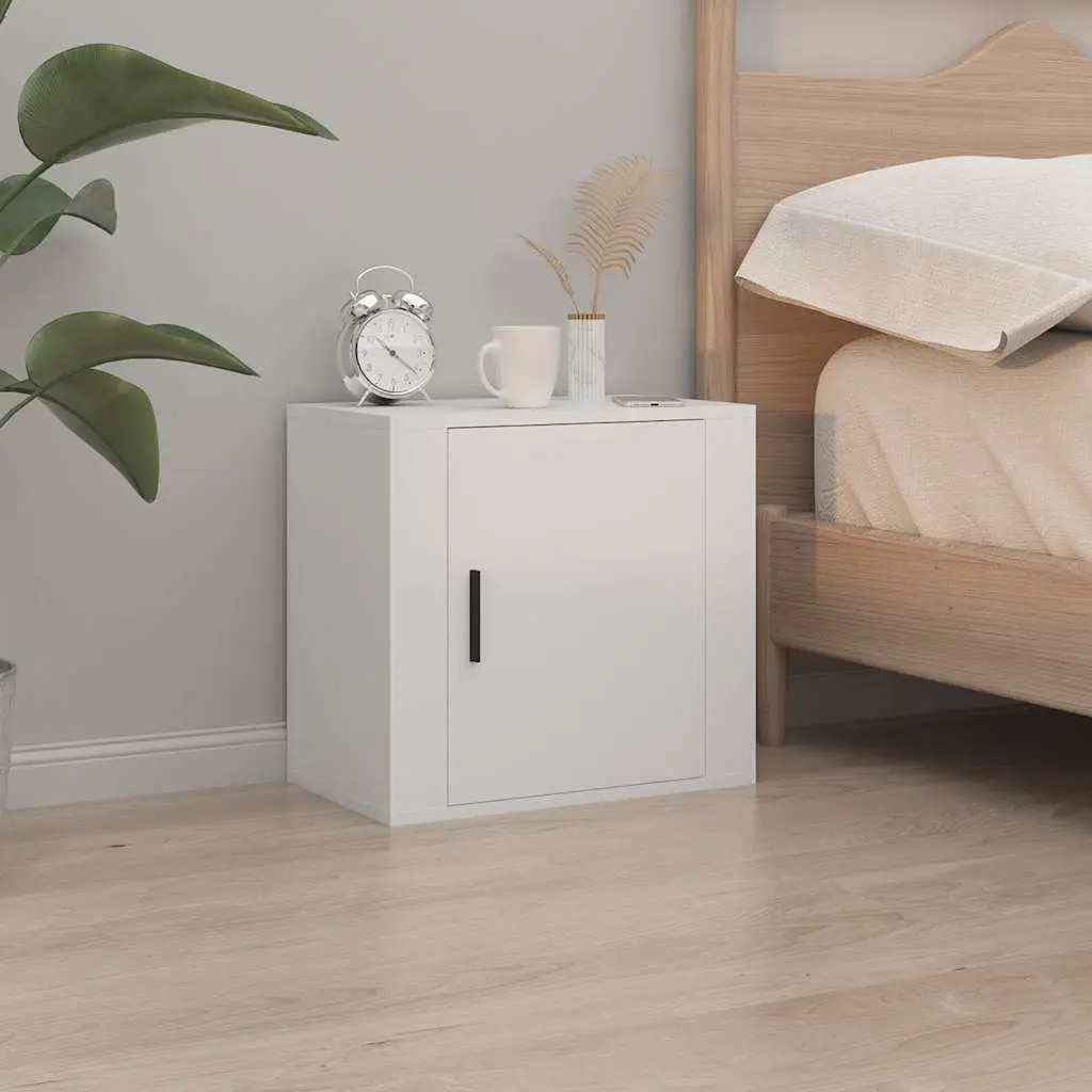 Wall-mounted Bedside Cabinet Engineered Wood 50 x 30 x 47 cm White 2 Piece