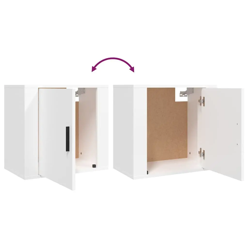 Wall-mounted Bedside Cabinet Engineered Wood 50 x 30 x 47 cm White 2 Piece