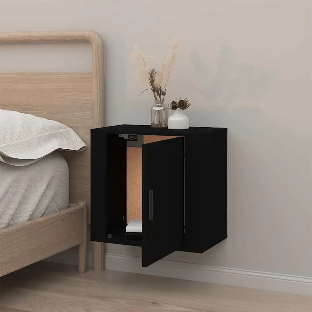 Wall-mounted Floating Storage Cabinet Engineered Wood Black 50x30x47cm