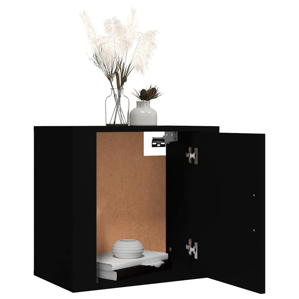 Wall-mounted Floating Storage Cabinet Engineered Wood Black 50x30x47cm