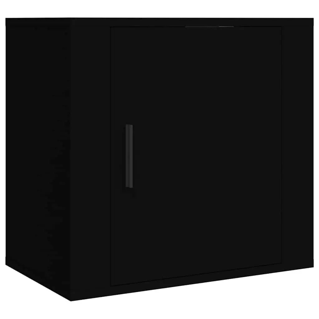 Black Floating Bedside Cabinets 2 Piece Wall-Mounted Storage Organizer Bedroom Engineered Wood 50x30x47cm