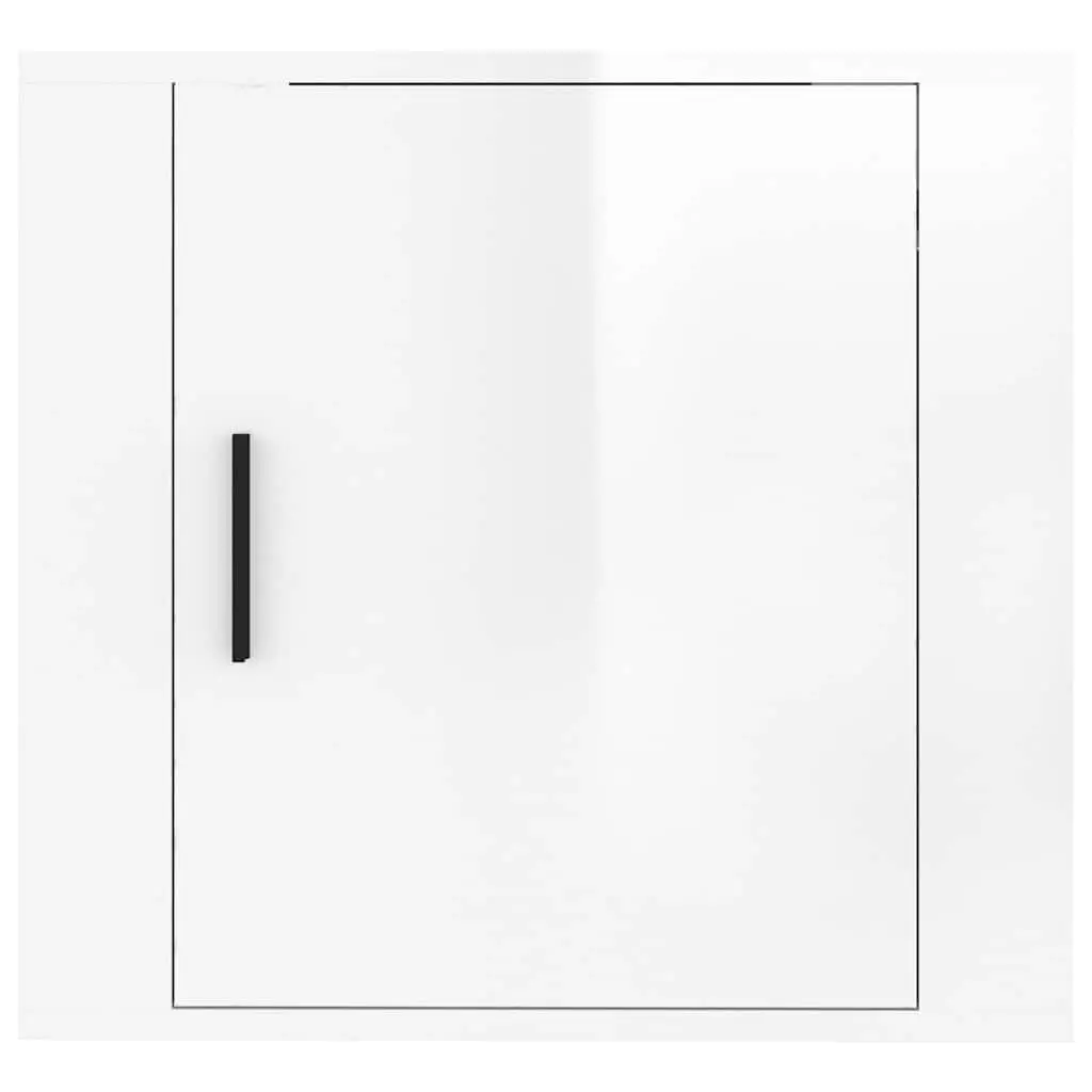 Floating Storage Organiser Bedside Cabinet Engineered Wood 50cm White High Gloss Wall Mounted