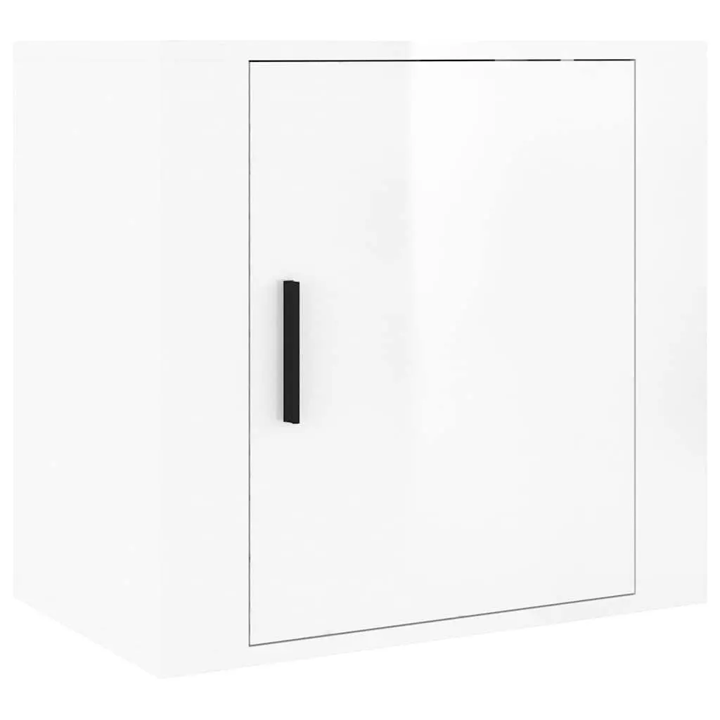 Wall-mounted Bedside Cabinets Engineered Wood 50cm W x 30cm D x 47cm H White High Gloss 2 Piece