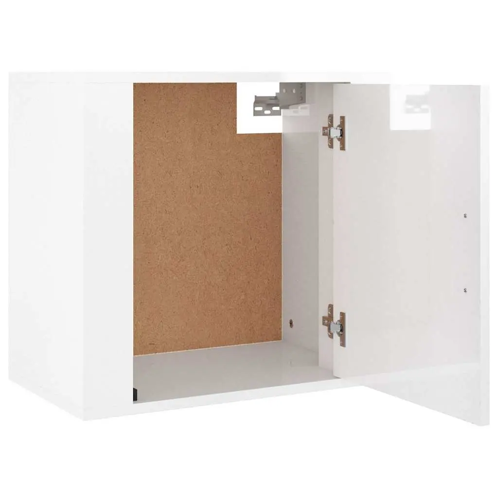 Wall-mounted Bedside Cabinets Engineered Wood 50cm W x 30cm D x 47cm H White High Gloss 2 Piece