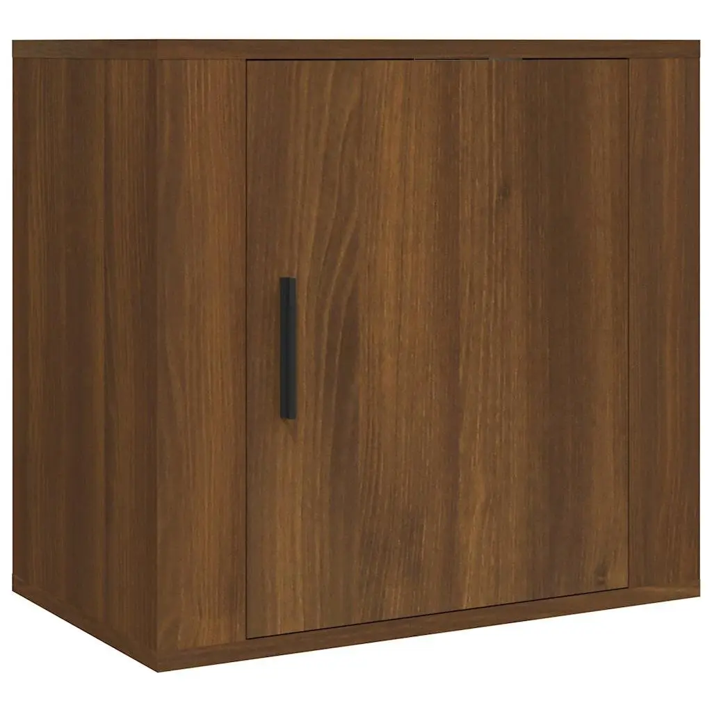 Wall-mounted Floating Cabinets Engineered Wood Brown Oak 2 Piece 50W x 30D x 47H cm Bedroom Storage