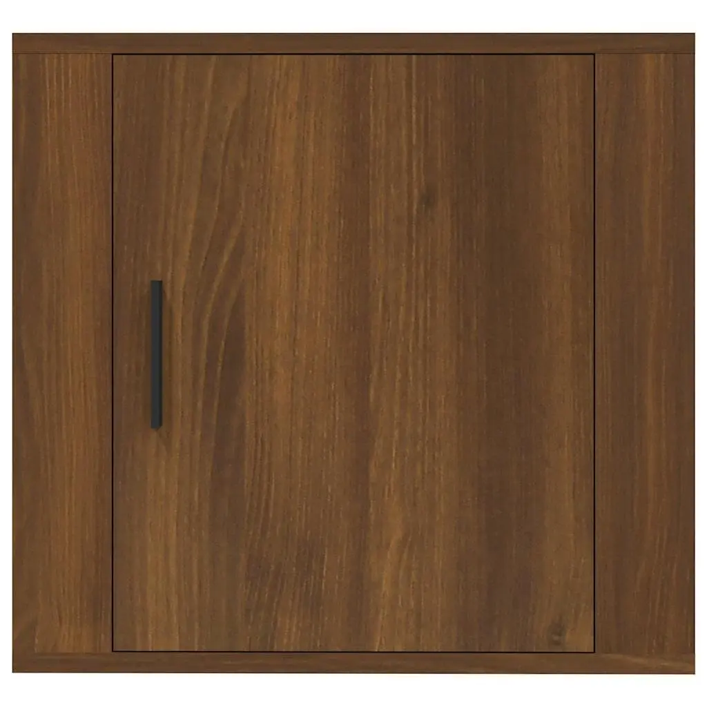 Wall-mounted Floating Cabinets Engineered Wood Brown Oak 2 Piece 50W x 30D x 47H cm Bedroom Storage