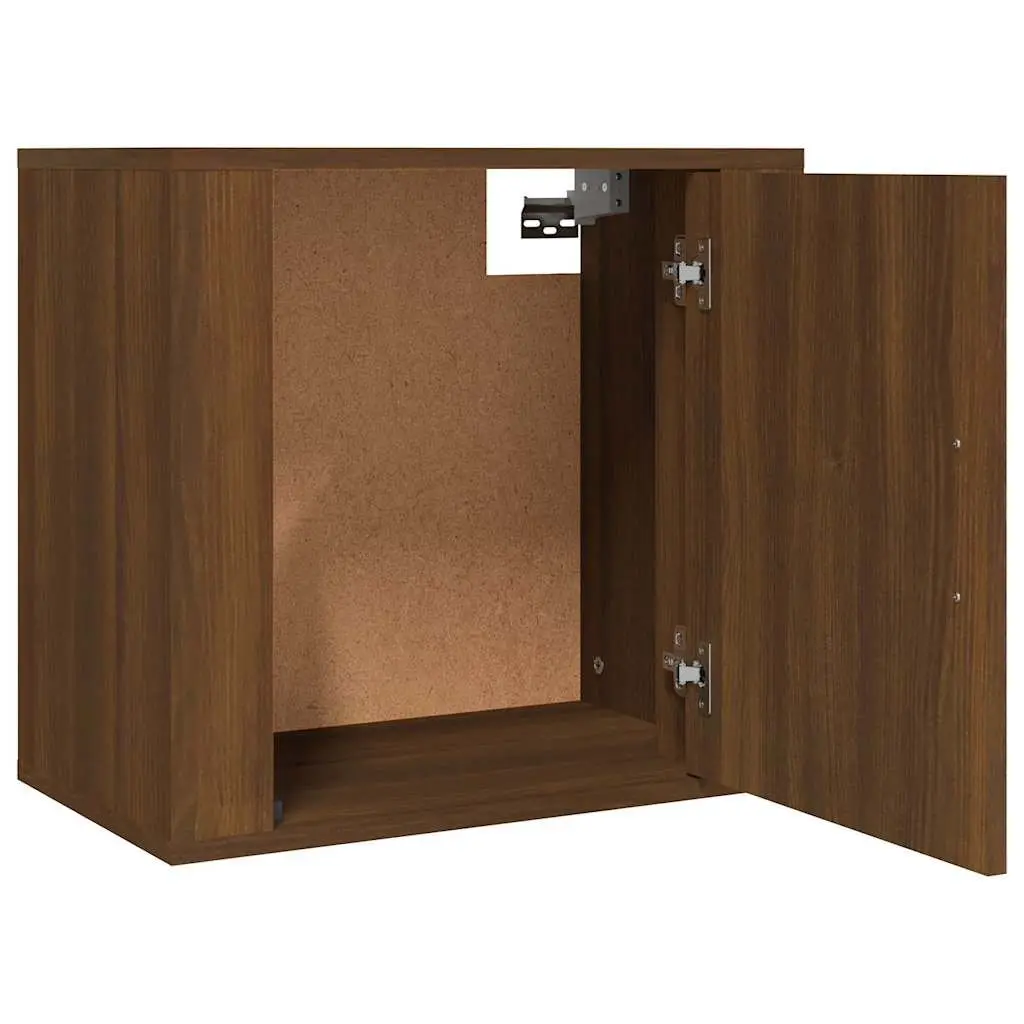 Wall-mounted Floating Cabinets Engineered Wood Brown Oak 2 Piece 50W x 30D x 47H cm Bedroom Storage