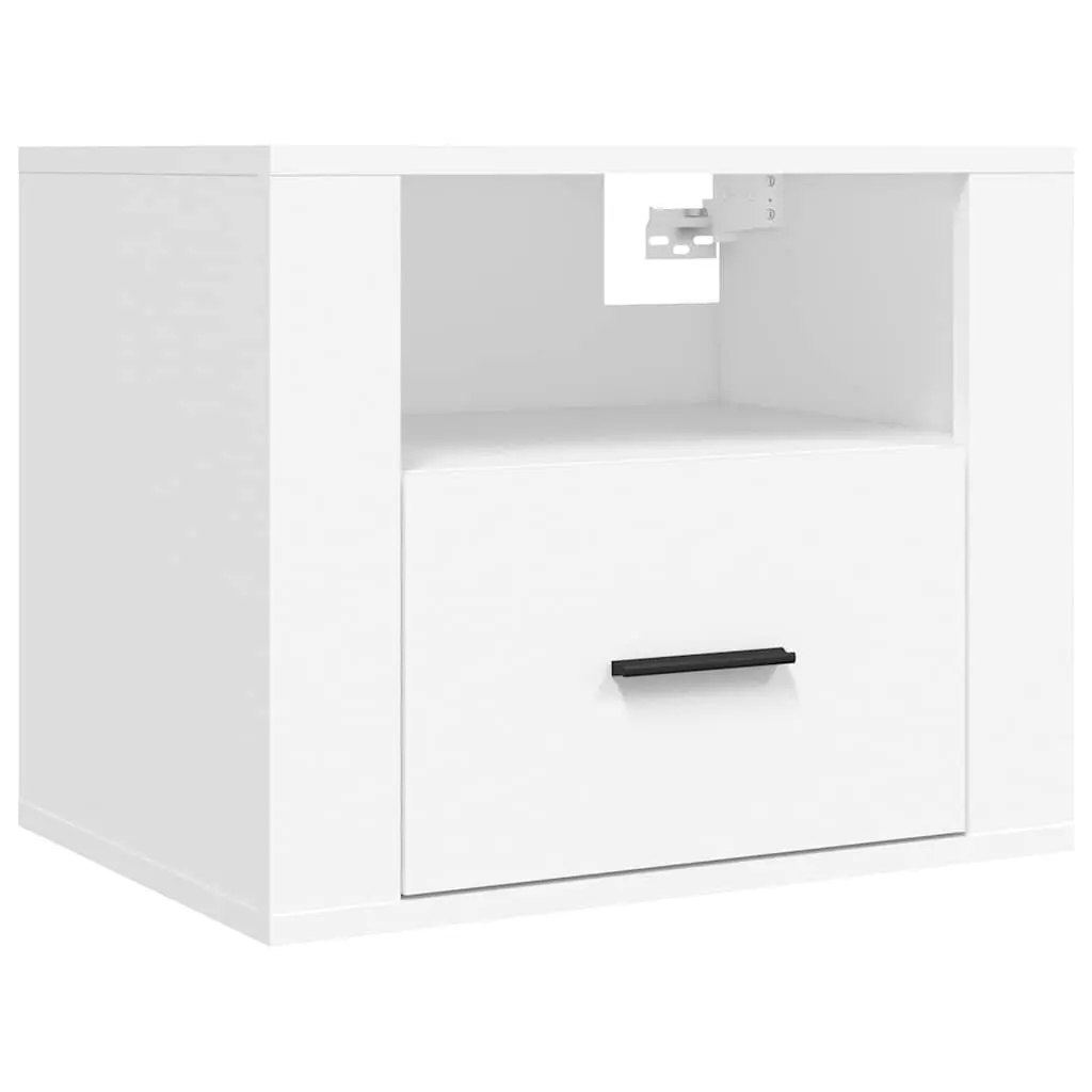 Wall-mounted Bedside Cabinet White Floating Bedside Table Storage Unit