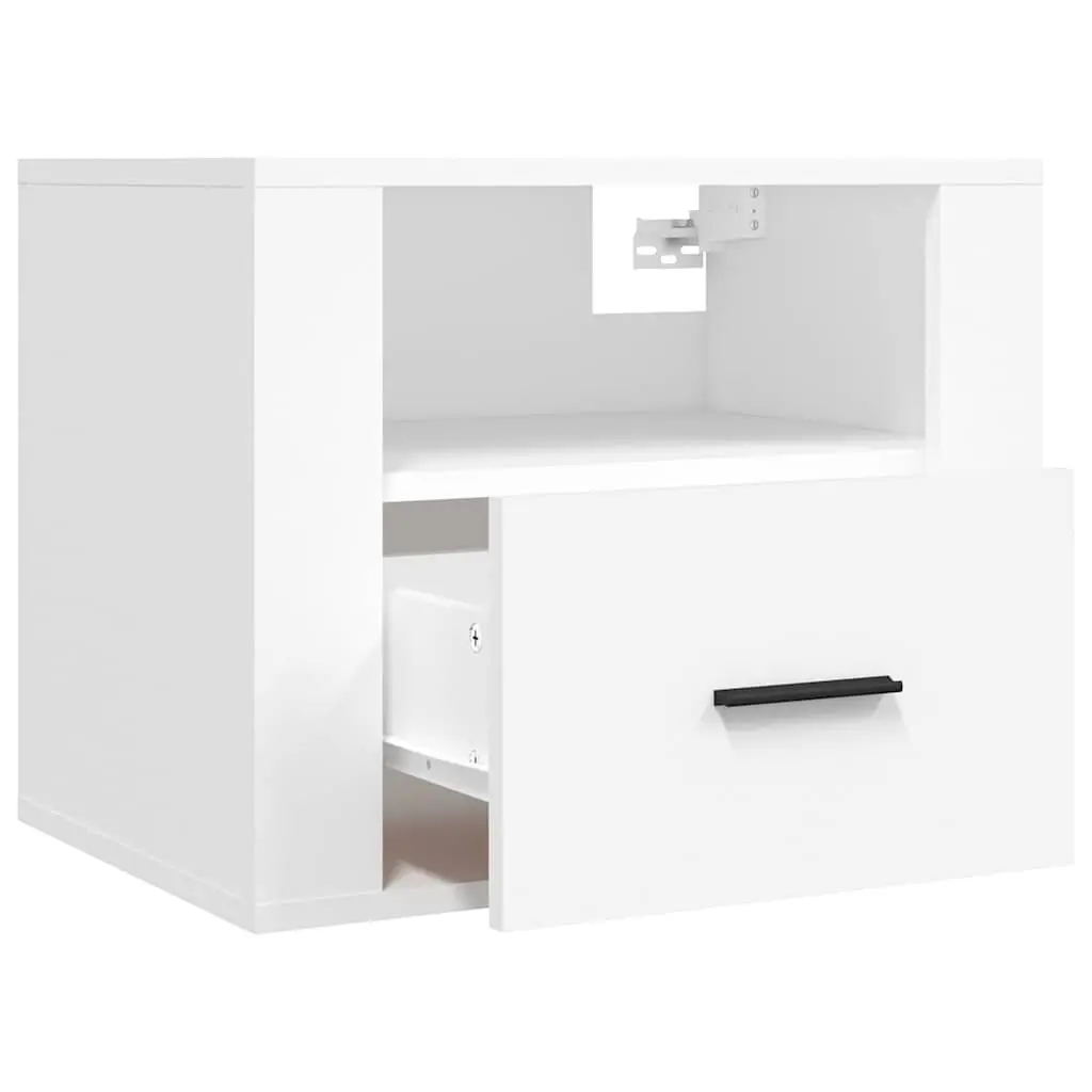 Wall-mounted Bedside Cabinet White Floating Bedside Table Storage Unit