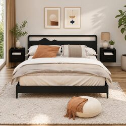 Wall-mounted Bedside Cabinets 2 pcs Black Floating Storage Organiser 50x36x40 cm