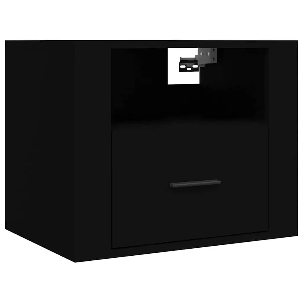 Wall-mounted Bedside Cabinets 2 pcs Black Floating Storage Organiser 50x36x40 cm