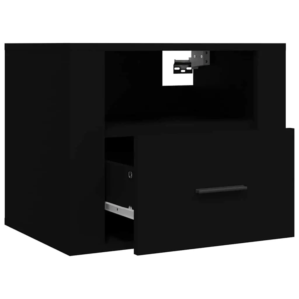Wall-mounted Bedside Cabinets 2 pcs Black Floating Storage Organiser 50x36x40 cm