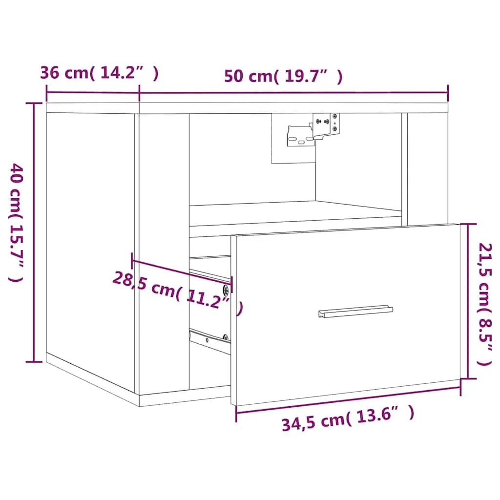 Wall-mounted Bedside Cabinets 2 pcs Black Floating Storage Organiser 50x36x40 cm