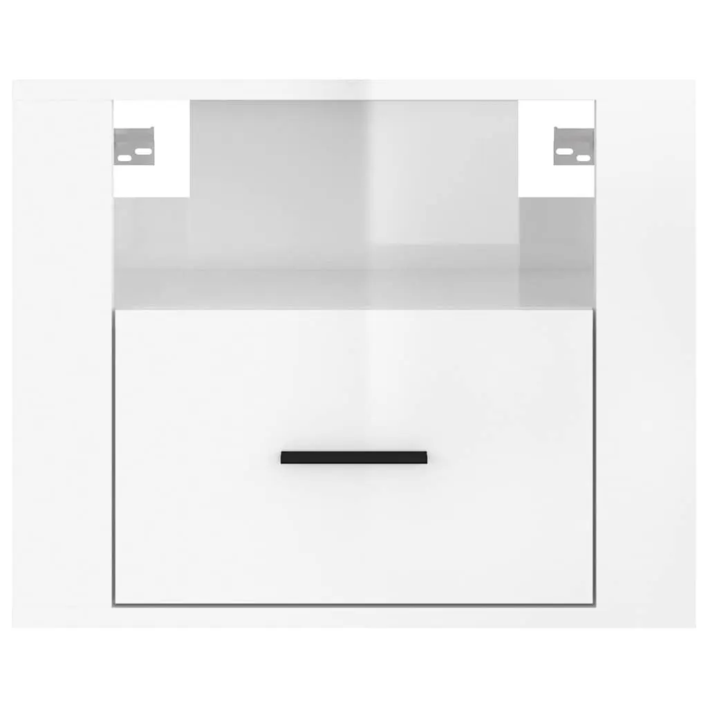 Floating Storage Organiser Bedside Cabinets White High Gloss 50x36x40cm 2 Piece Wall-mounted Furniture