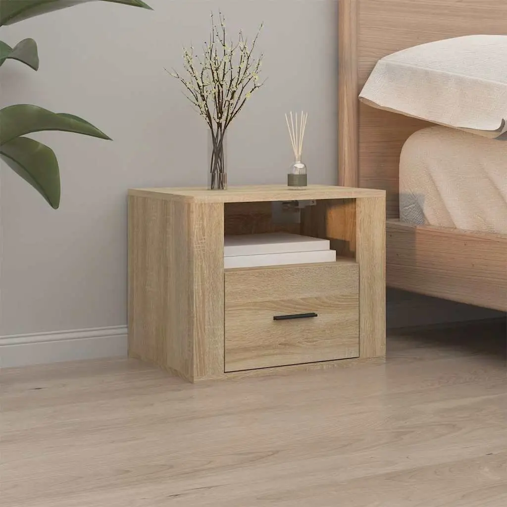 Wall-Mounted Cabinets Sonoma Oak Engineered Wood Floating Storage 2 Pieces Bedroom 50x36x40cm