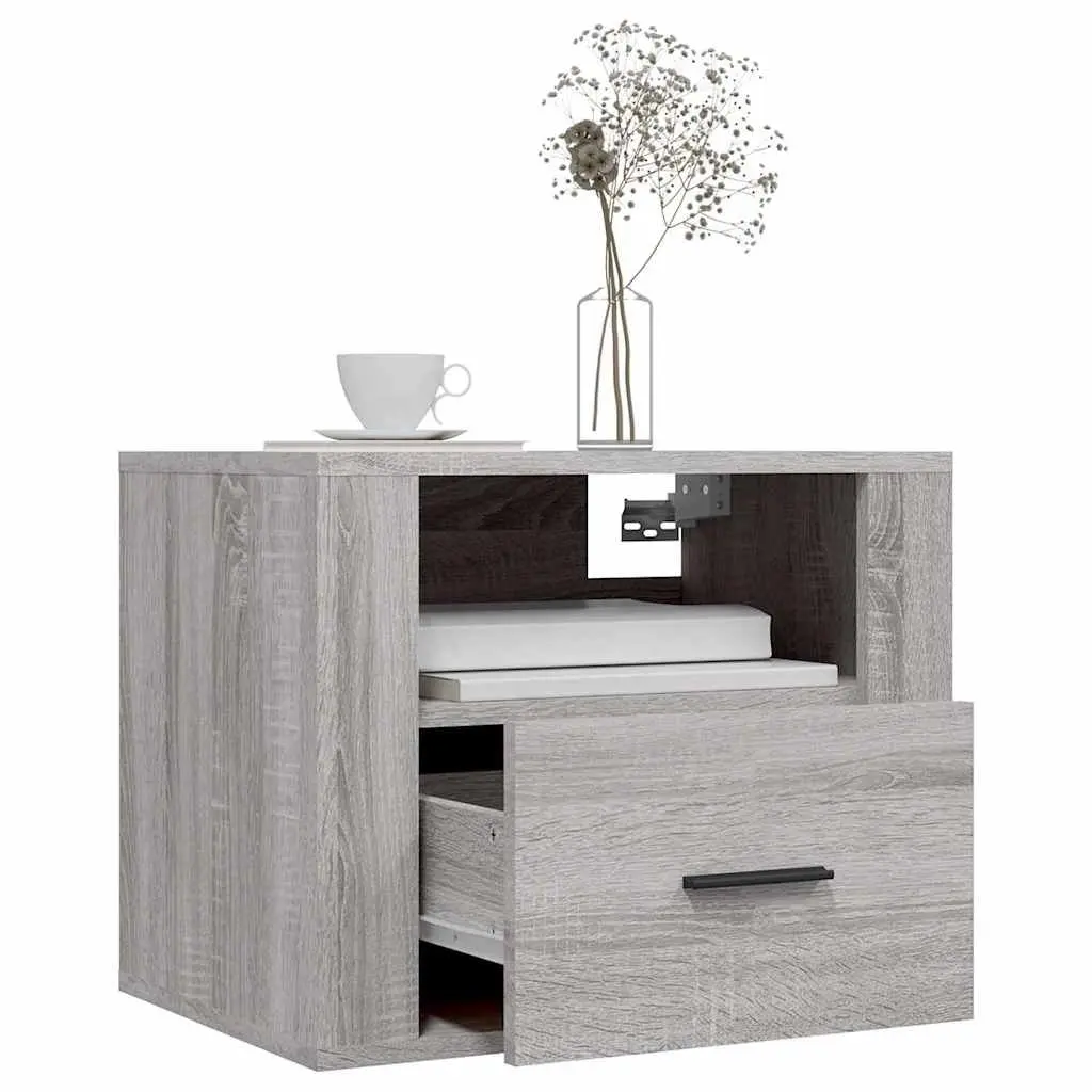 Wall-mounted Bedside Cabinets 2 pcs Grey Sonoma Floating Storage Organiser
