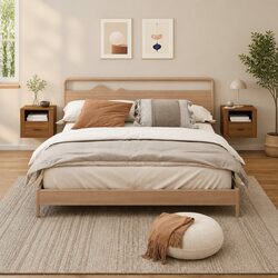 Space-saving Brown Floating Cabinets for Your Bedroom