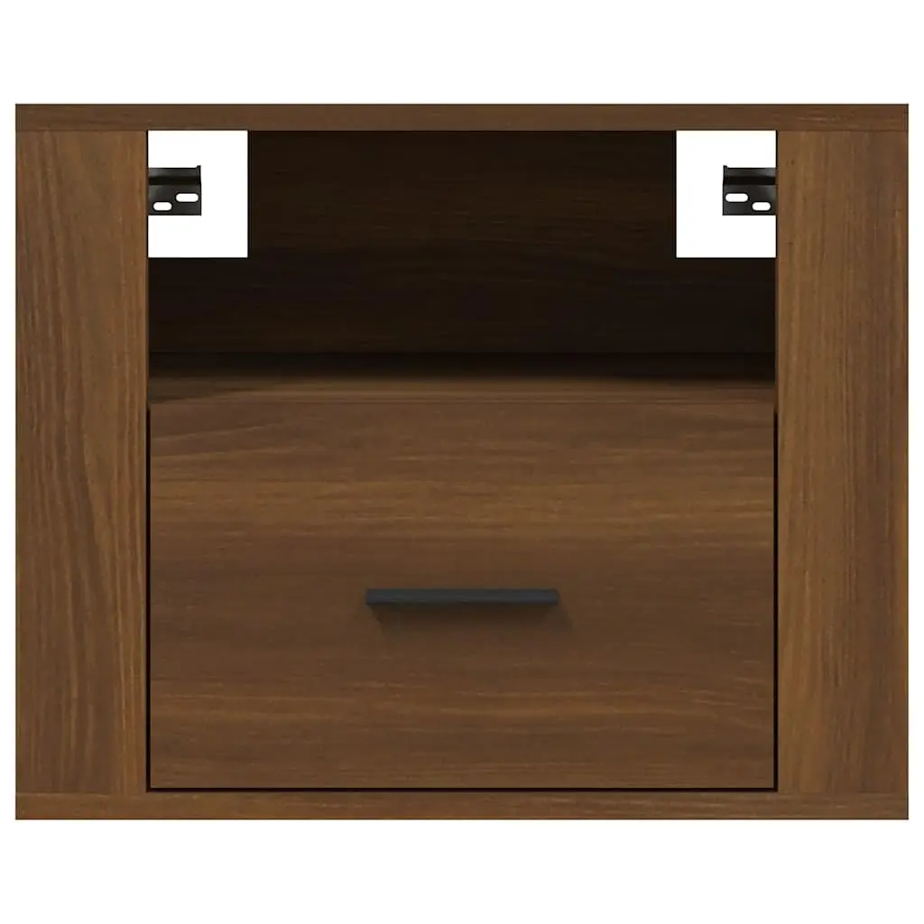 Brown Floating Storage Organizer Wall-mounted Bedside Cabinets Set of 2 Engineered Wood 50x36x40cm