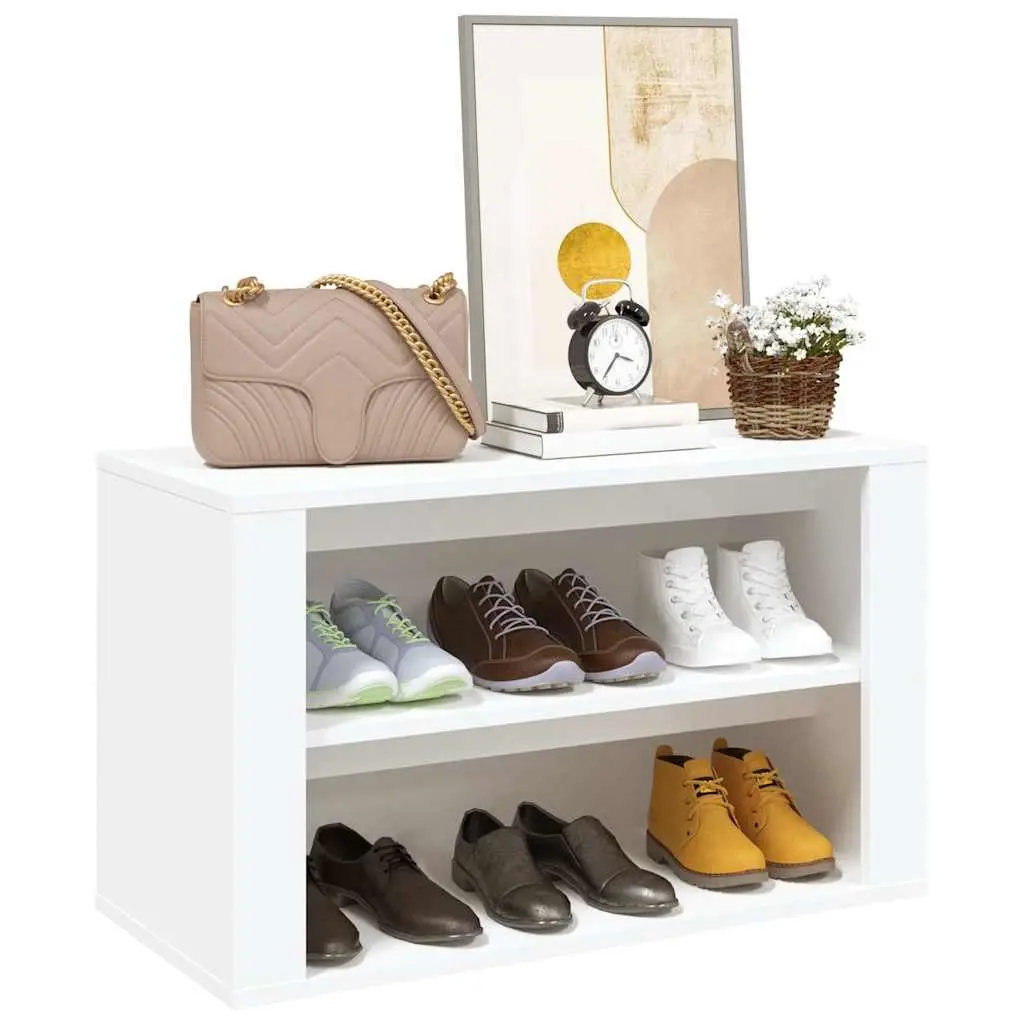 Shoe Storage Cabinet Engineered Wood 75x35x45cm White with 2 Compartments