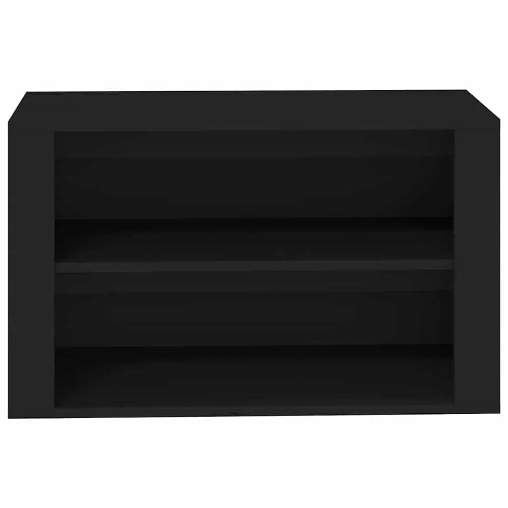 Shoe Rack Engineered Wood 75W x 35D x 45H cm Black 2 Compartment Organiser