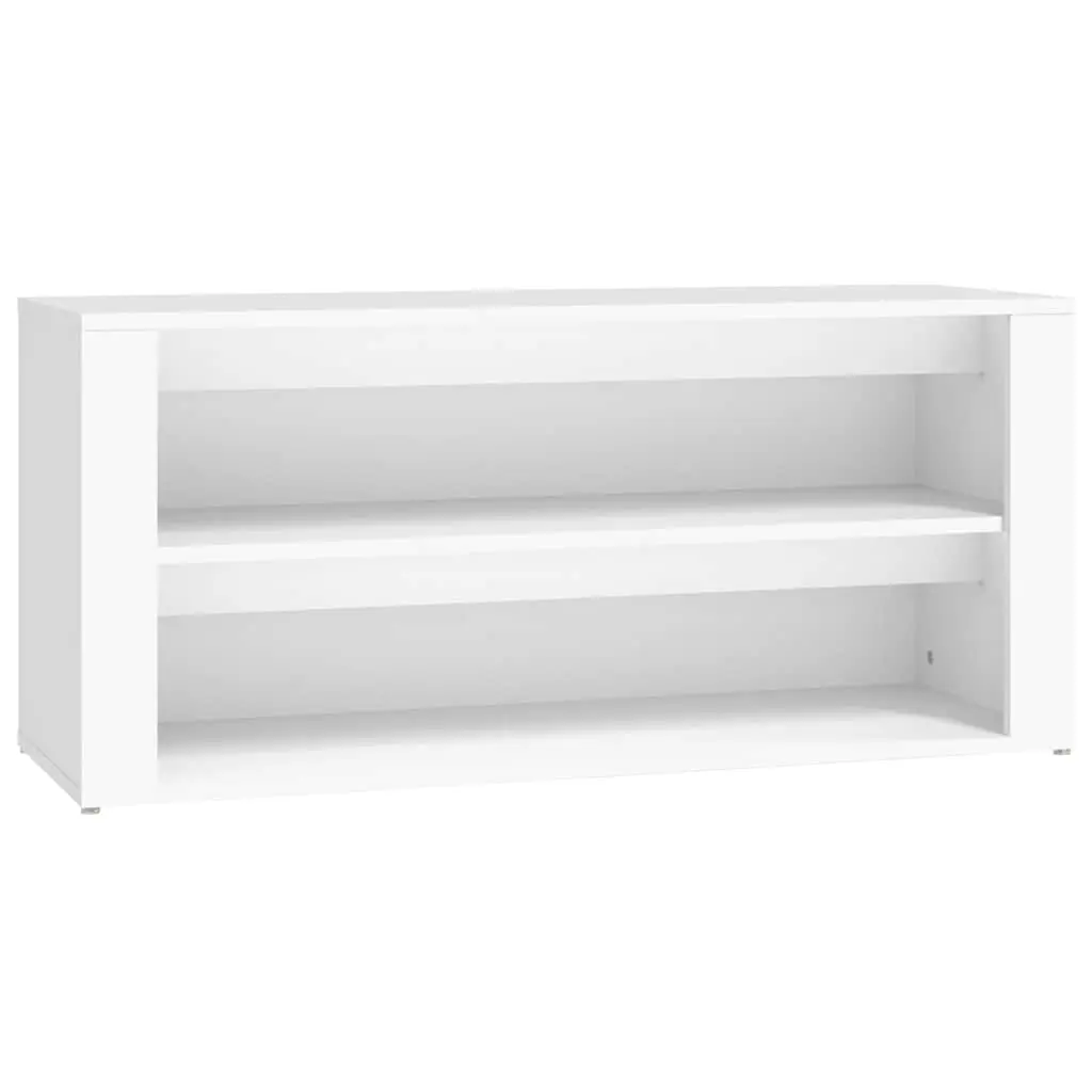 Shoe Rack Engineered Wood 100x35x45 cm White 2 Compartments