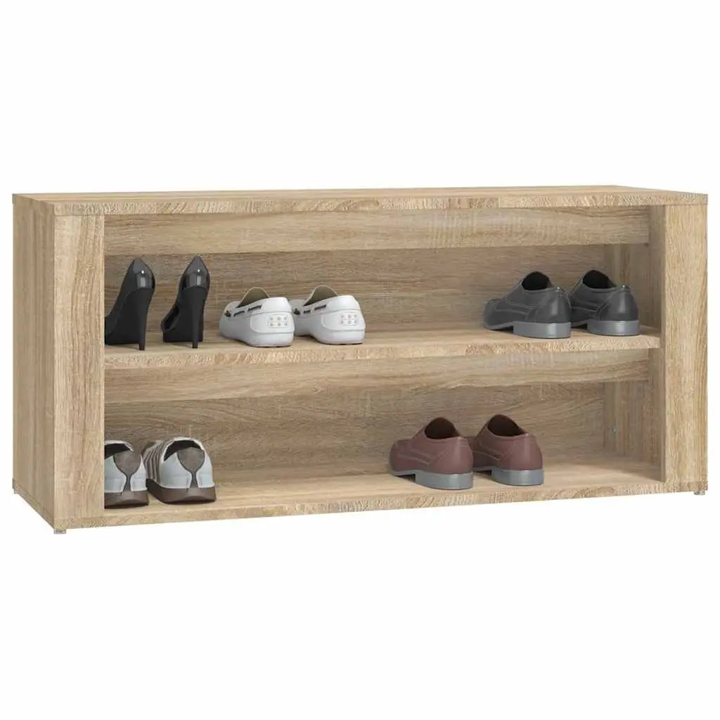 Shoe Rack Brown Engineered Wood 2 Compartments Storage Organiser Cupboard