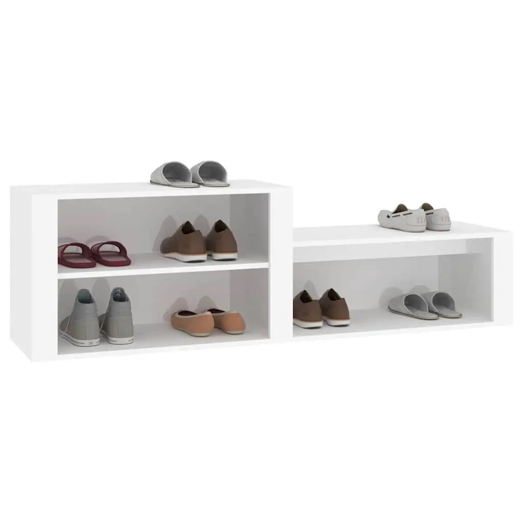 Shoe Storage Cabinet Engineered Wood White 150x35x45 cm Hall Entryway Organiser with Multiple Compartments and Flat Top Surface