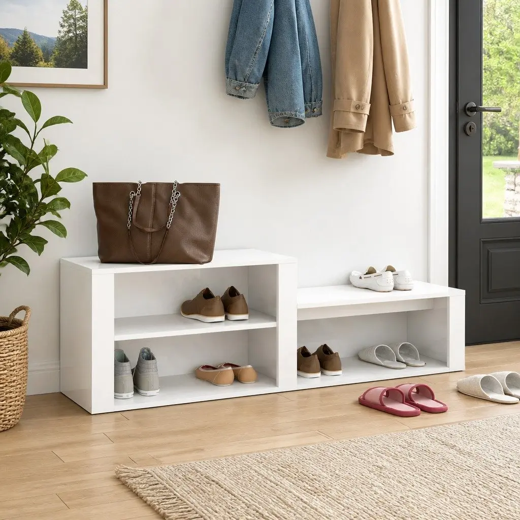 Shoe Cabinet Engineered Wood White Multiple Compartments