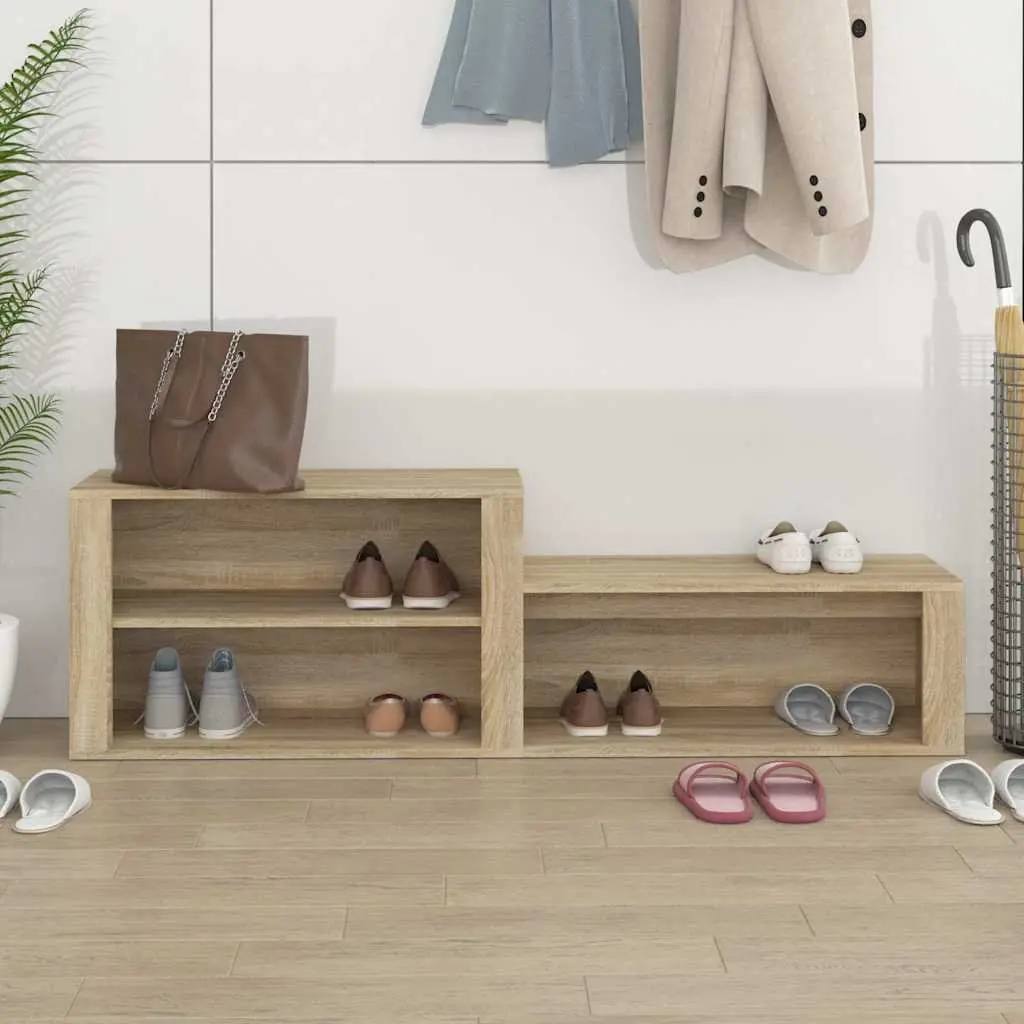 Shoe Cabinet Beige Storage Organiser Hall Furniture Engineered Wood Compartments