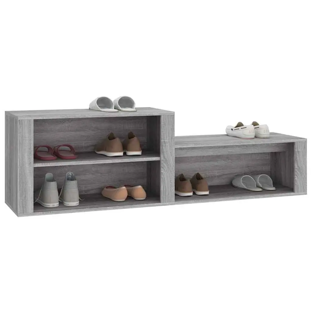 Shoe Cabinet Grey Engineered Wood Storage Rack Organiser Hallway Furniture