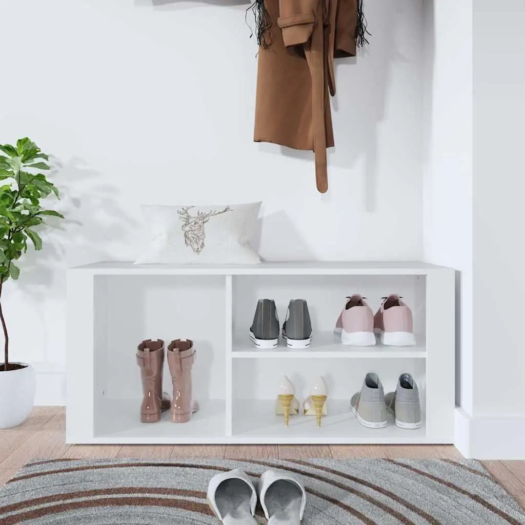 Shoe Storage Cabinet Engineered Wood White Multiple Compartments Hallway Furniture 100cm