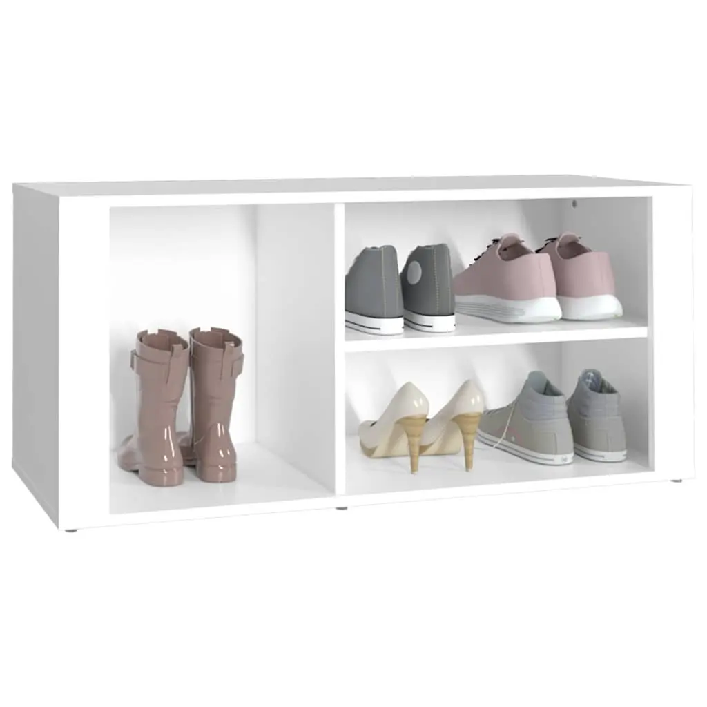 Shoe Storage Cabinet Engineered Wood White Multiple Compartments Hallway Furniture 100cm