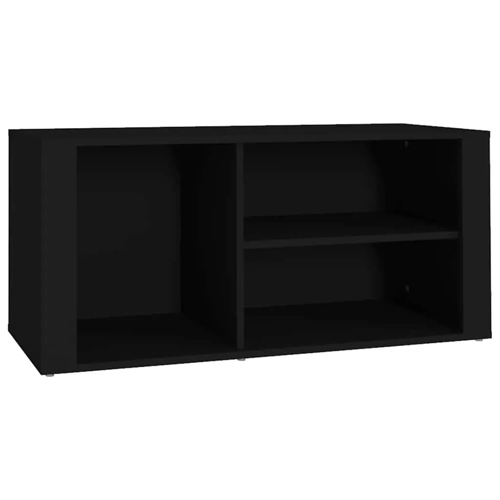 Shoe Storage Cabinet Engineered Wood Black Multiple Compartments 100x35x45cm Flat Top Entryway Hallway Organiser Furniture