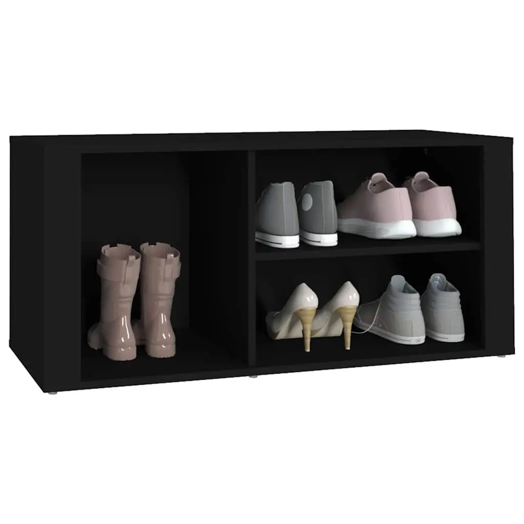 Shoe Storage Cabinet Engineered Wood Black Multiple Compartments 100x35x45cm Flat Top Entryway Hallway Organiser Furniture