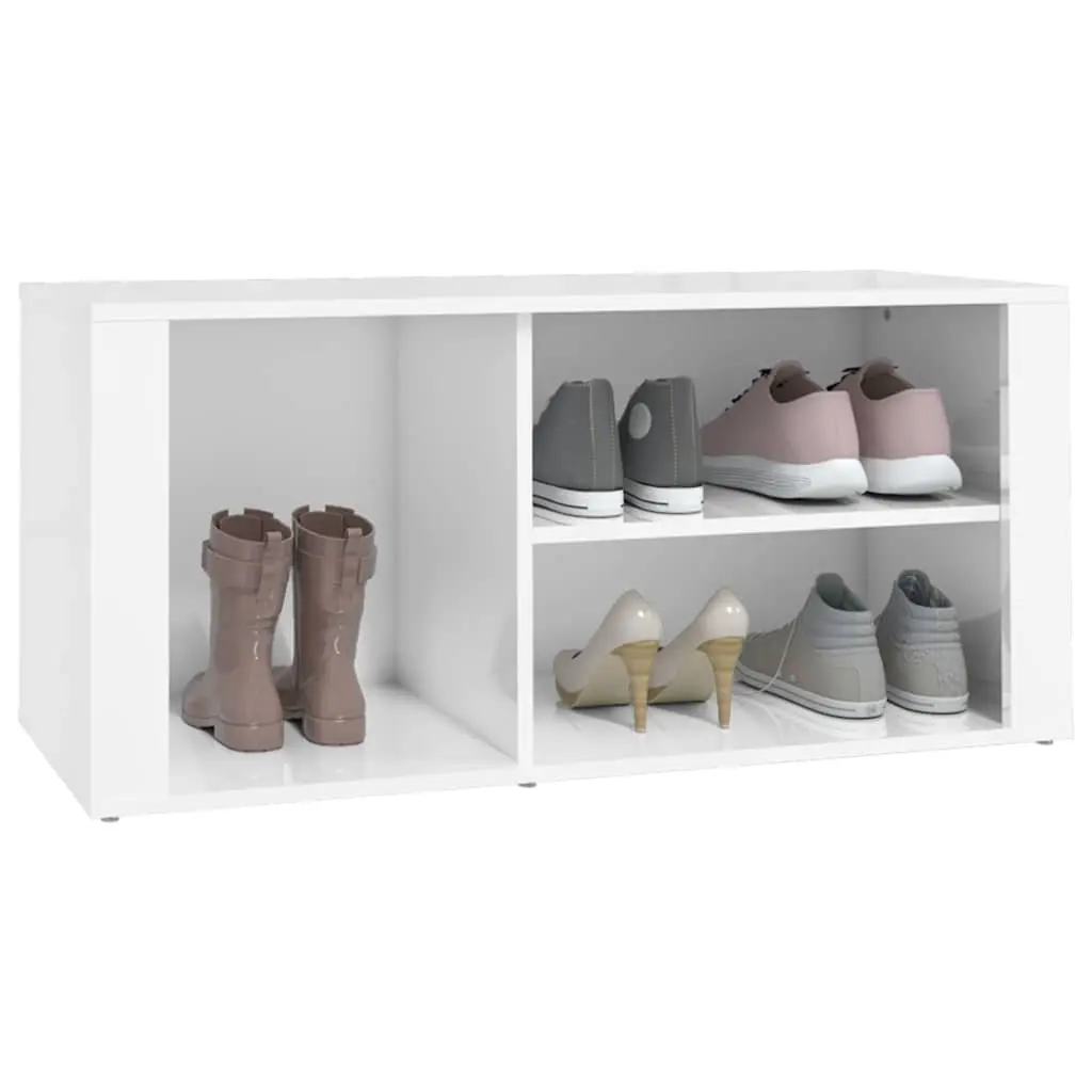 Shoe Cabinet Engineered Wood White High Gloss 100 x 35 x 45 cm