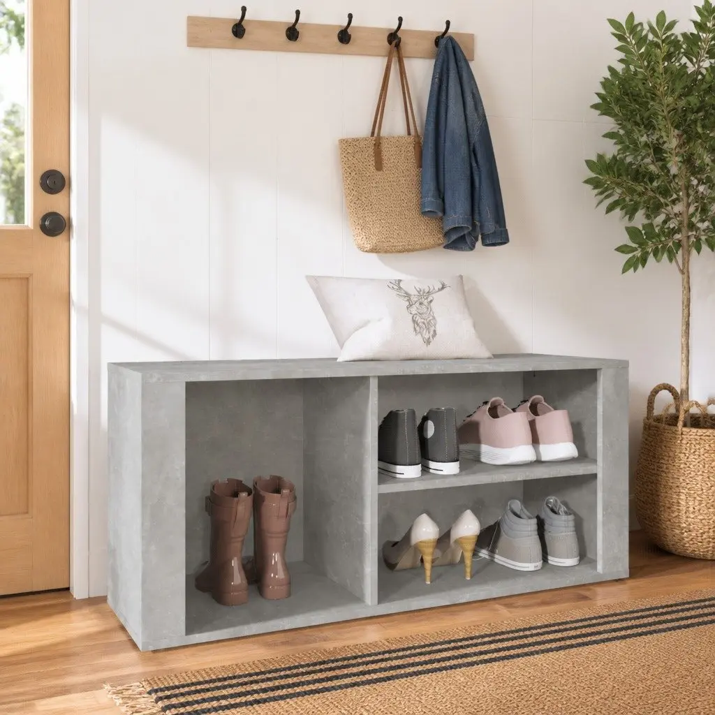 Shoe Cabinet Engineered Wood Grey 100cm Storage Organiser Multiple Compartments Hall Entryway