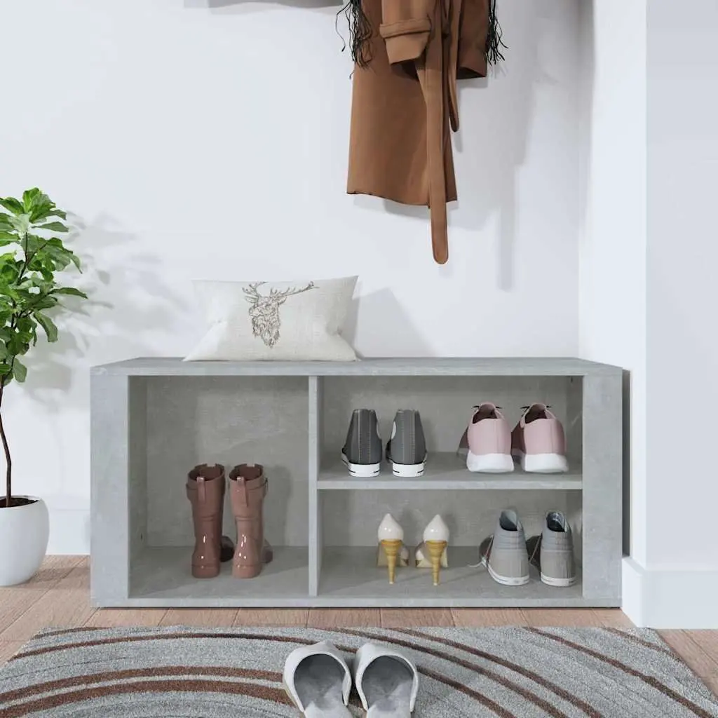 Shoe Cabinet Engineered Wood Grey 100cm Storage Organiser Multiple Compartments Hall Entryway