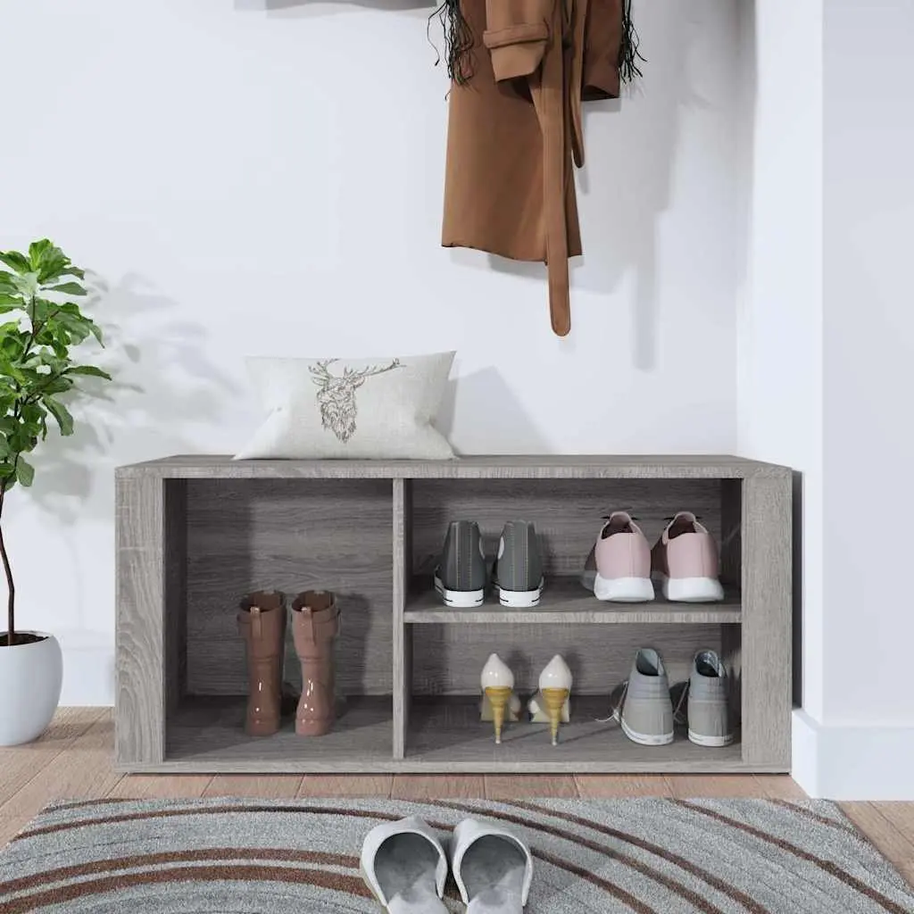 Shoe Storage Cabinet Engineered Wood 100x35x45cm Grey Organiser