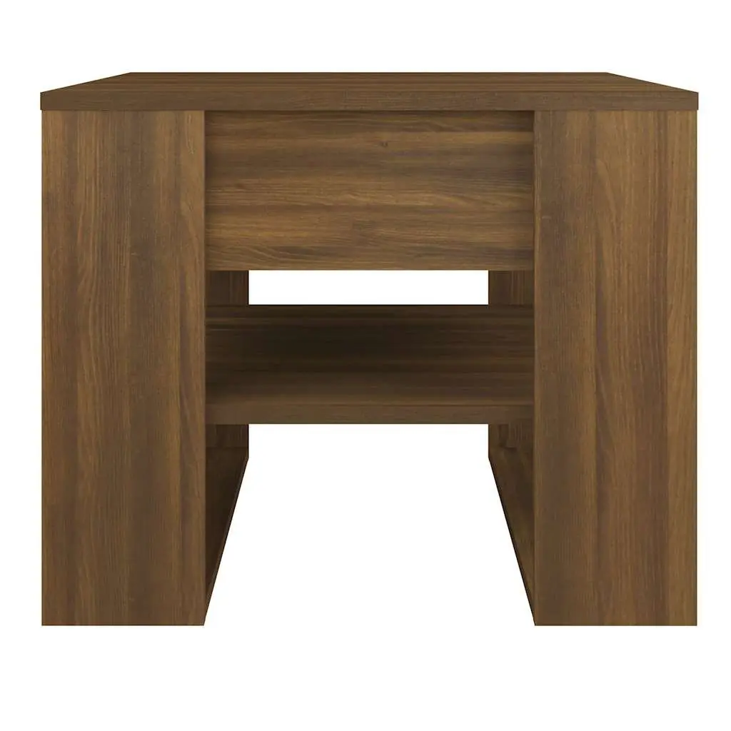 Coffee Table Engineered Wood 55.5 x 55 x 45 cm Brown Storage Shelf Living Room Accent Furniture