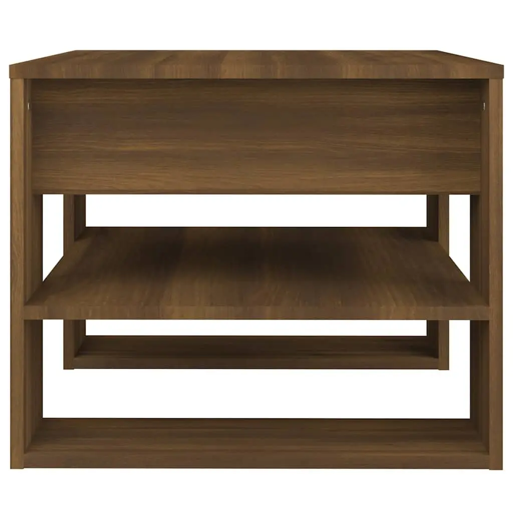 Coffee Table Engineered Wood 55.5 x 55 x 45 cm Brown Storage Shelf Living Room Accent Furniture