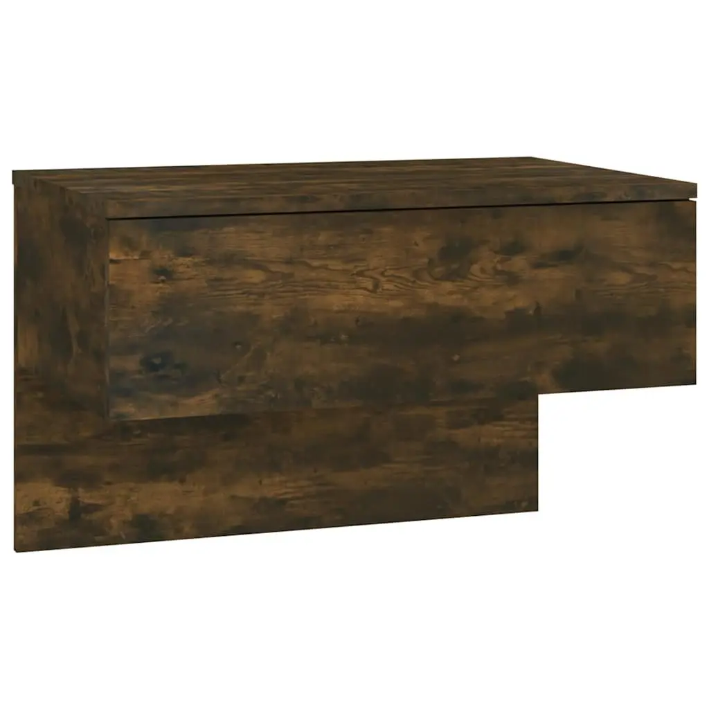 Wall-mounted Bedside Cabinet Engineered Wood Smoked Oak Brown