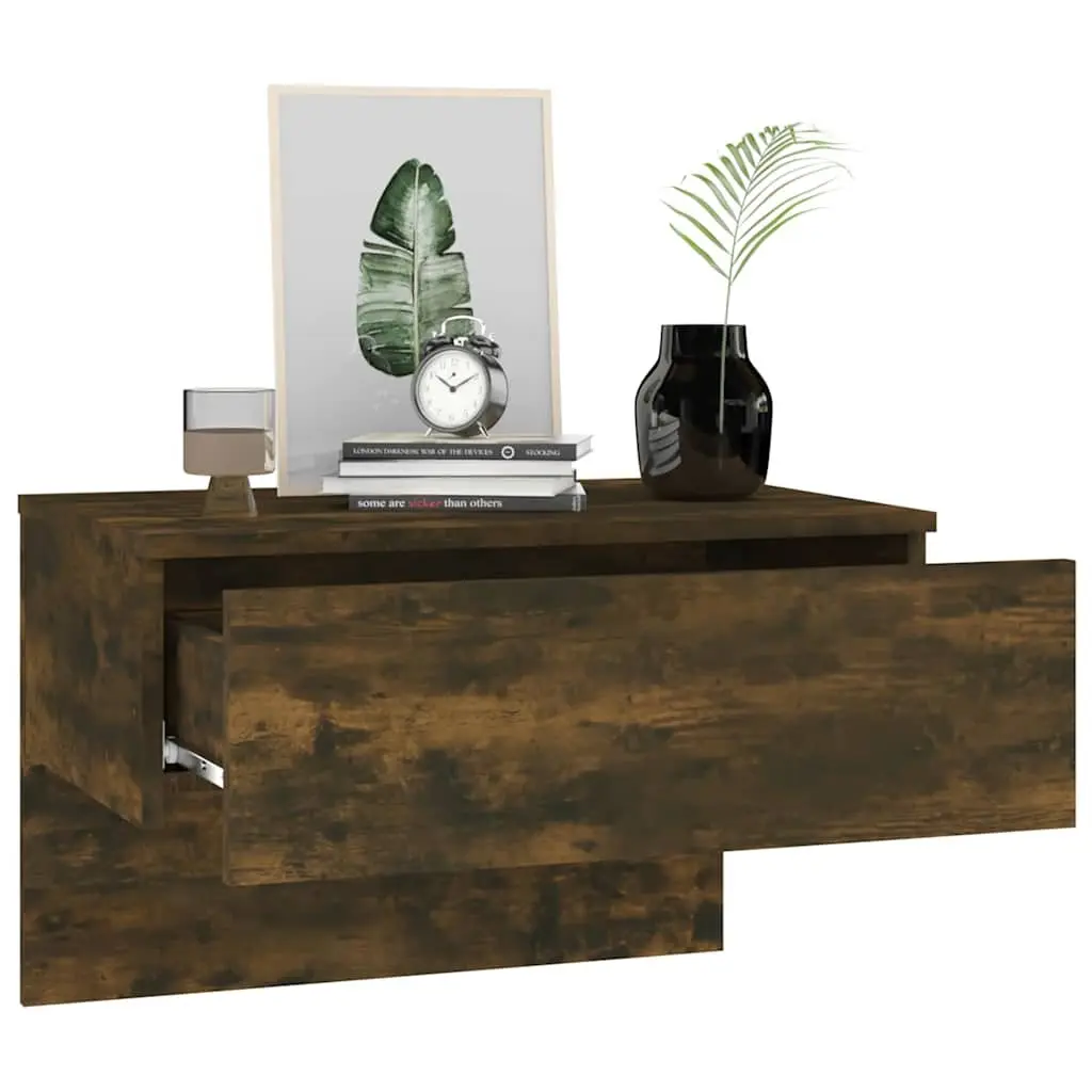 Wall-mounted Bedside Cabinets Engineered Wood Floating Storage Shelves Brown 2 Piece