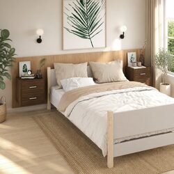 Functional Wall-mounted Cabinets: Brown Oak, 2 Pieces