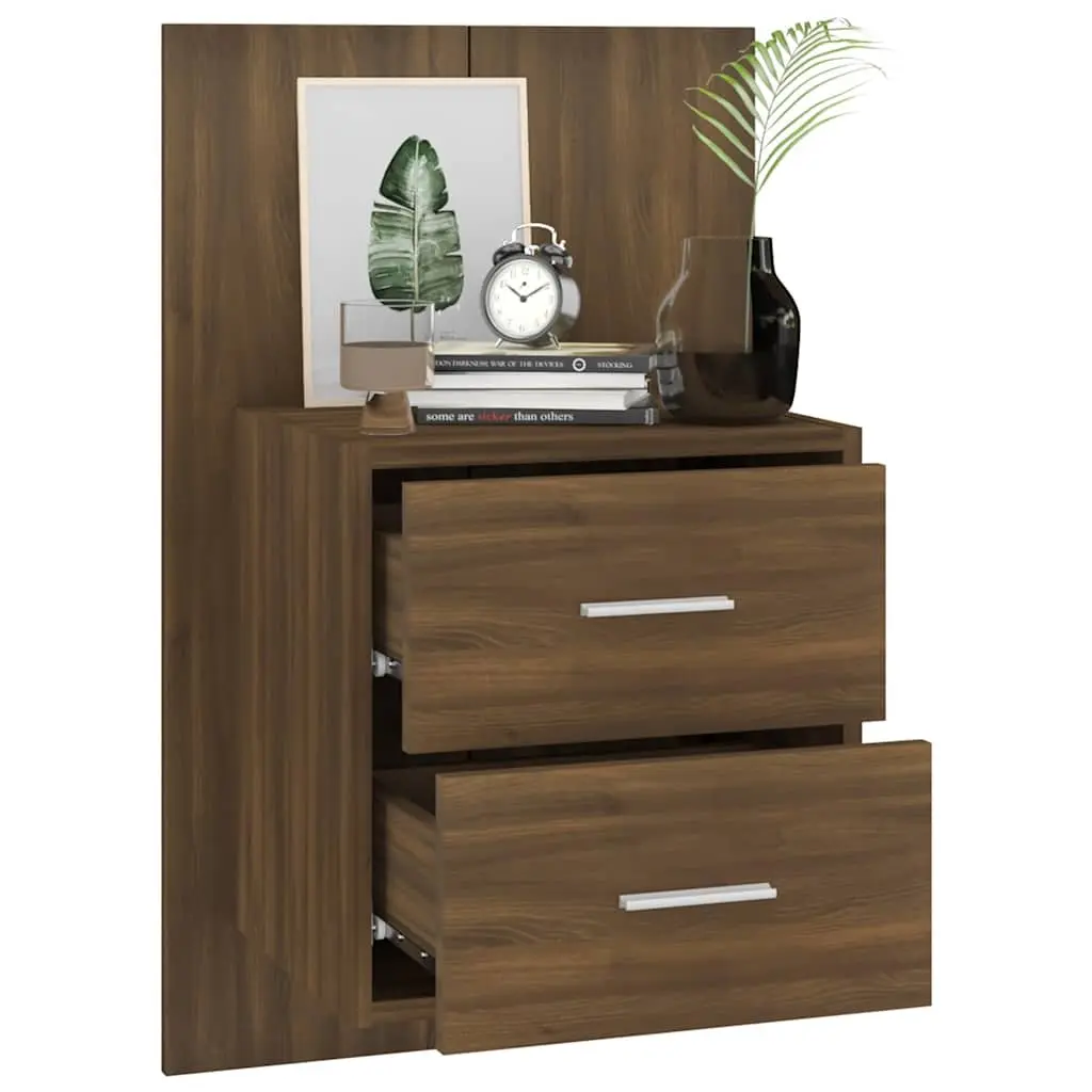 Wall-mounted Bedside Cabinets 2 pcs Brown Oak Floating Storage Units
